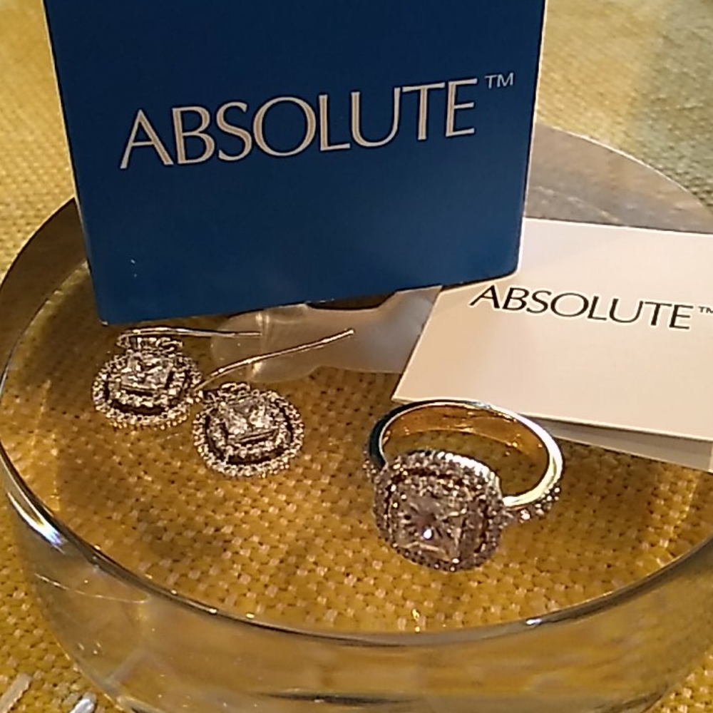 New absolute halo ring and earring set by HSN